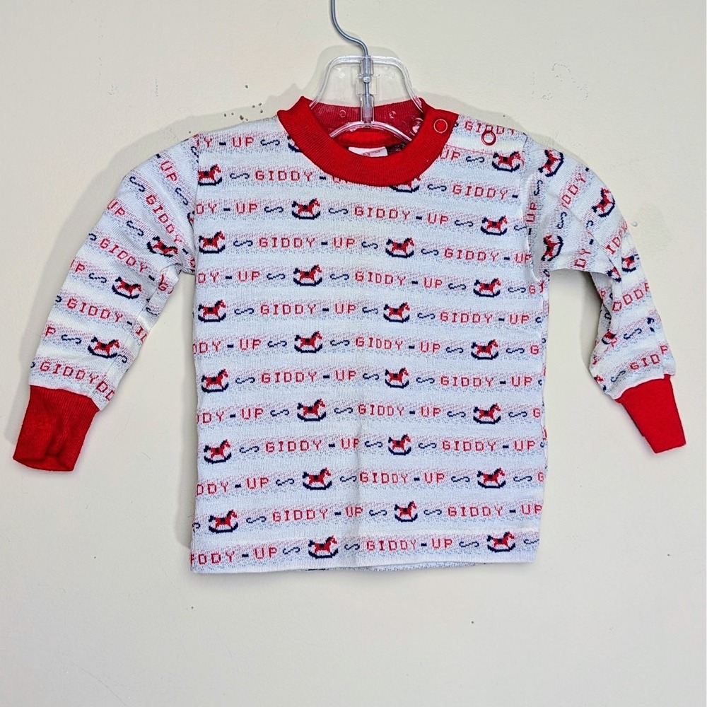 Vintage Buster Brown Giddy Up Rocking Horse Pony 70s Striped Shirt 6-9 Months